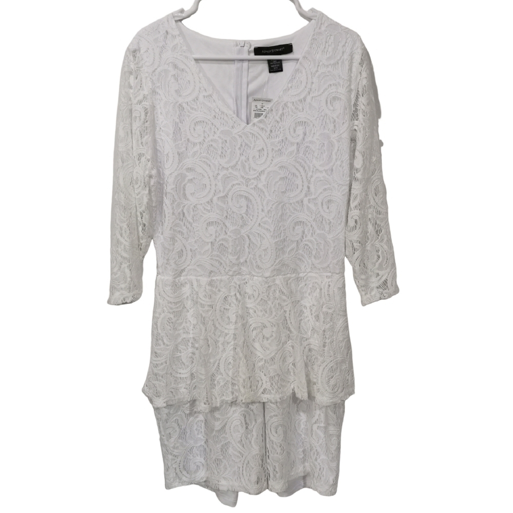 NWT Ashley Stewart White Lace Romper - Sz 14/16